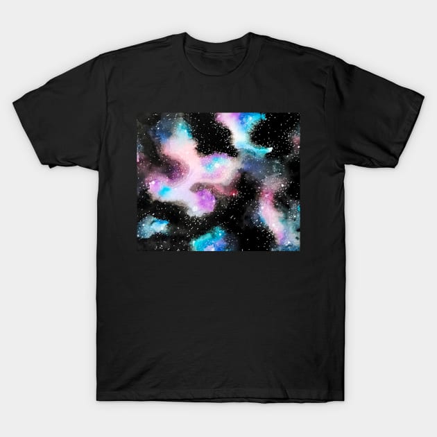 Red Star Watercolor Galaxy T-Shirt by Lady Lilac